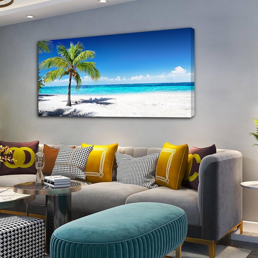 Amazon.co.jp: Baisuart 大型キャンバスウォールアート 夏 海 波